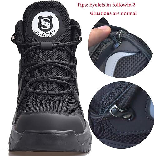 Miniatura 5 de SUADEX Botas con punta de acero para hombre, botas de construcción de trabajo indestructibles, botas de seguridad de trabajo para hombres, botas de