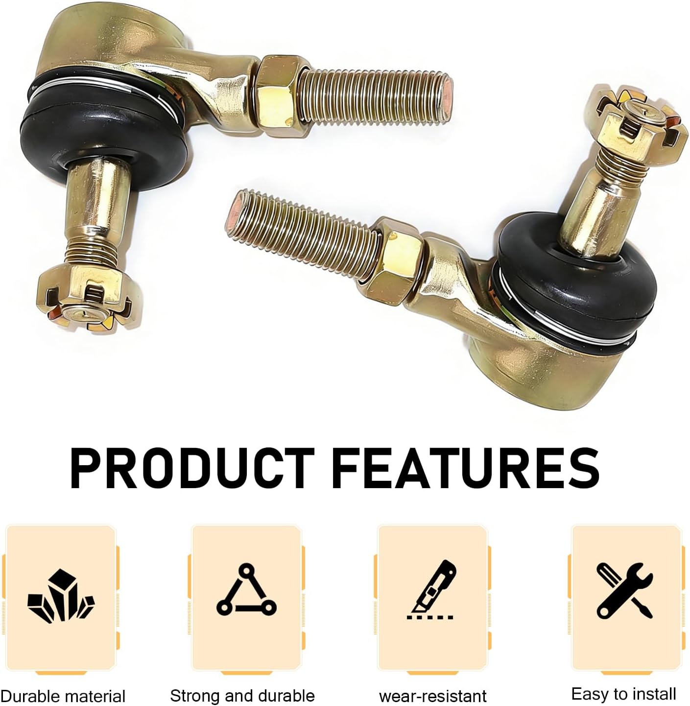 2 PCS 10-10mm Ball Joint Kit, Heavy-Duty Left and Right Hand Tie Rod Ball Joint, Suspension Arm Joints Accessories, Universal for ATV, UTV, Off-Road, Scooter, Four Wheeler, Go Kart, Moped