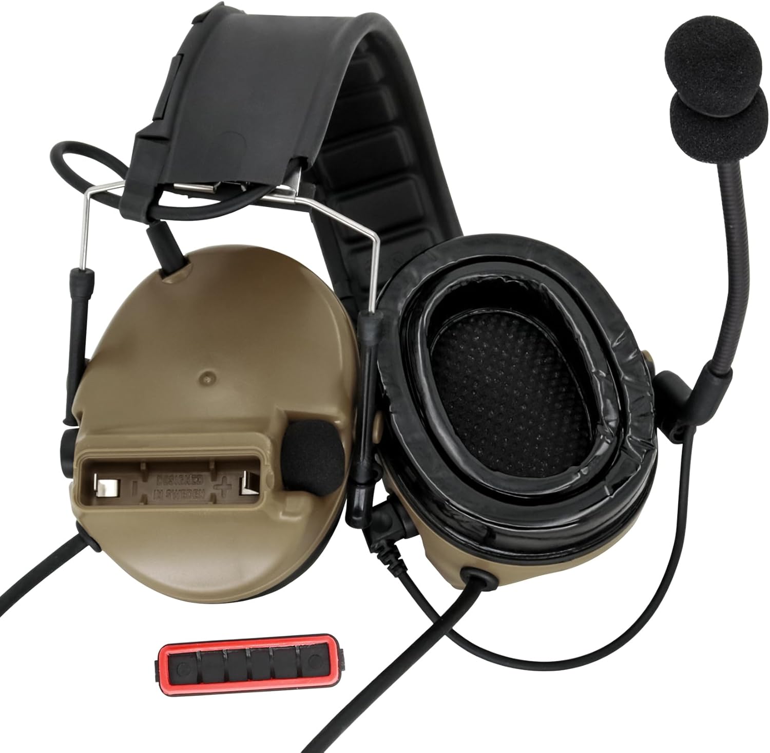 HEARFALCOM Dual Communication COMTA III Tactical Headset with PTT Adapters U94 PTT Compatible with Baofeng UV-5R, UV-82 Walkie Talkie Suitable for Airsoft Sports, Hunting, Hearing Protection（DE）