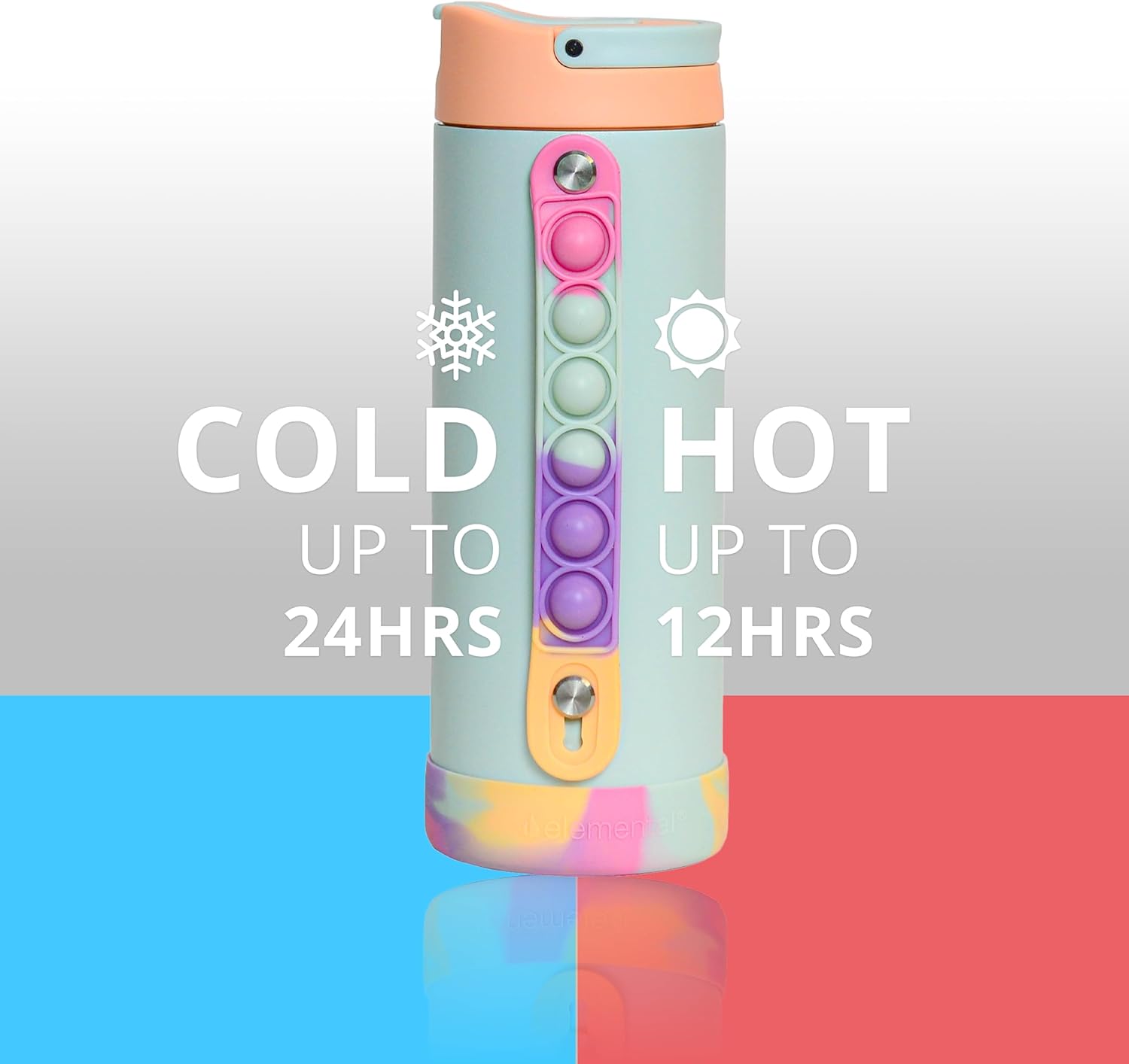 Elemental Iconic Kids Water Bottle for School - 100% Leak-Proof Insulated Water Bottles with Straw Lid & Pop-It Handle for Boys & Girls - Triple-Wall Insulated & BPA-Free, 14oz – Mint Sorbet - Image 9