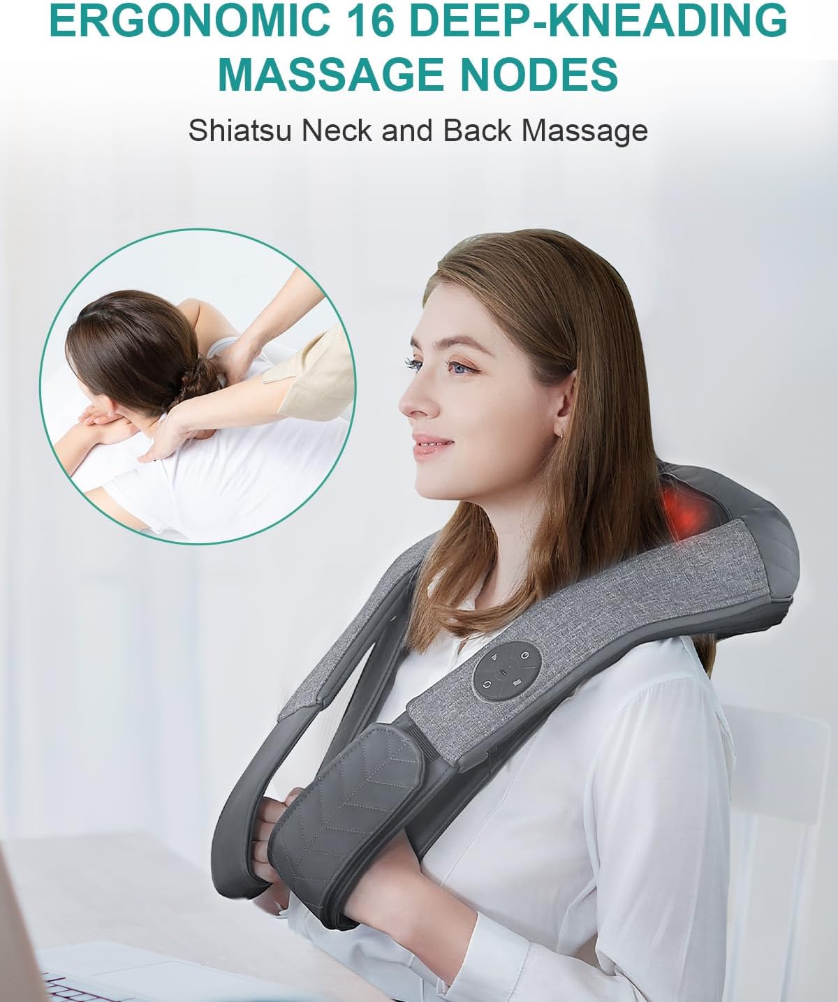 Ergonomic 16 Deep-Kneading Massage Nodes