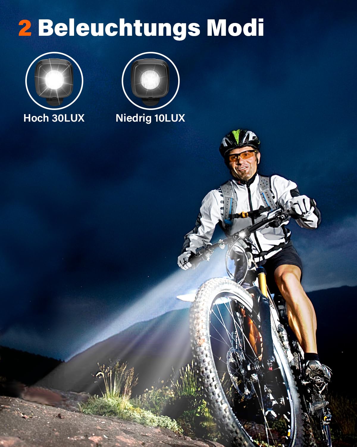 Akdomart LED Fahrradlicht Vorne, USB Aufladbar mit 600mAh Akku, Fahrradbeleuchtung StVzo zugelassen, Fahrradlampe Vorne IPX5 Wasserdicht Fahrradlicht Kinderfahrrad Sport & Freizeit