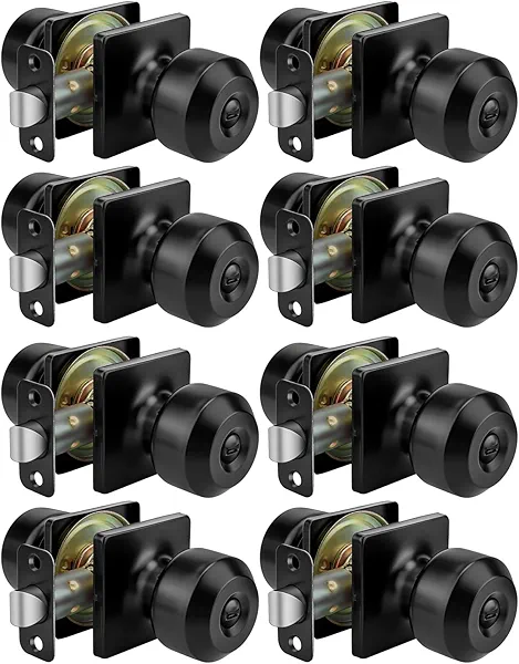 goldenwarm Black Door Knobs, Matte Black Privacy Door Knob Interior, Square Interior DoorKnobs for Bedroom, Bathroom, (8 Pack)