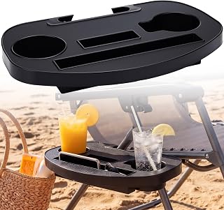 Patelai Beach Chair Cup Holder 9.5 x 15 in Camping Chair Drink Holder Holds Two 3.35 Inch Cups Sunscreen Books Organizer for Outdoor Beach Camping Lawn Fishing Pool Patio Loungers
