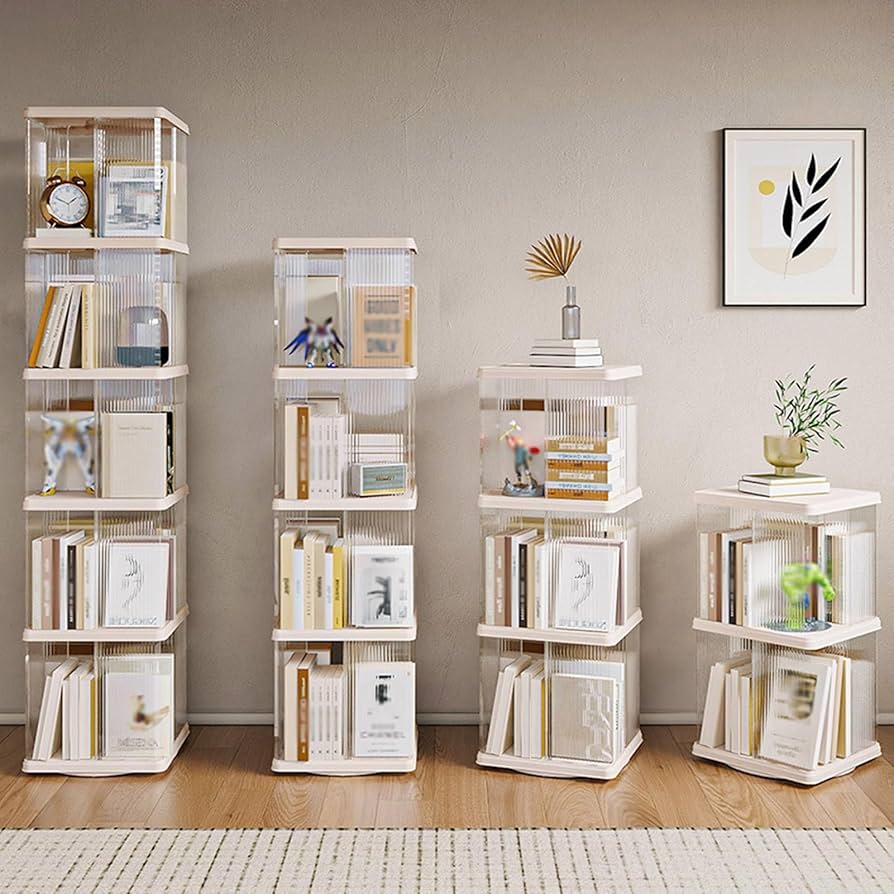 360° Rotating Bookshelf Large Capacity Wooden Standing Bookcase Space Saving Book