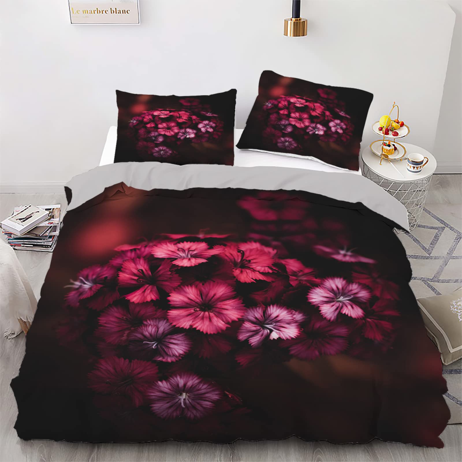 Parure de lit 90x190 enfant prune et noire avec housse de couette en microfibre 110g