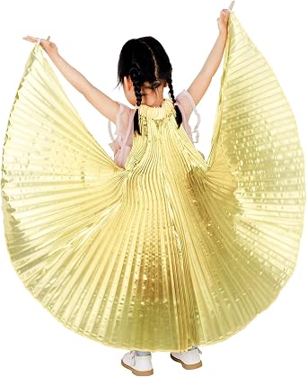 Isis Angel Wings for Kids Children, Polyester Fairy Wings with Finger Loops, Worship Dance Wings, Dance Costume Props