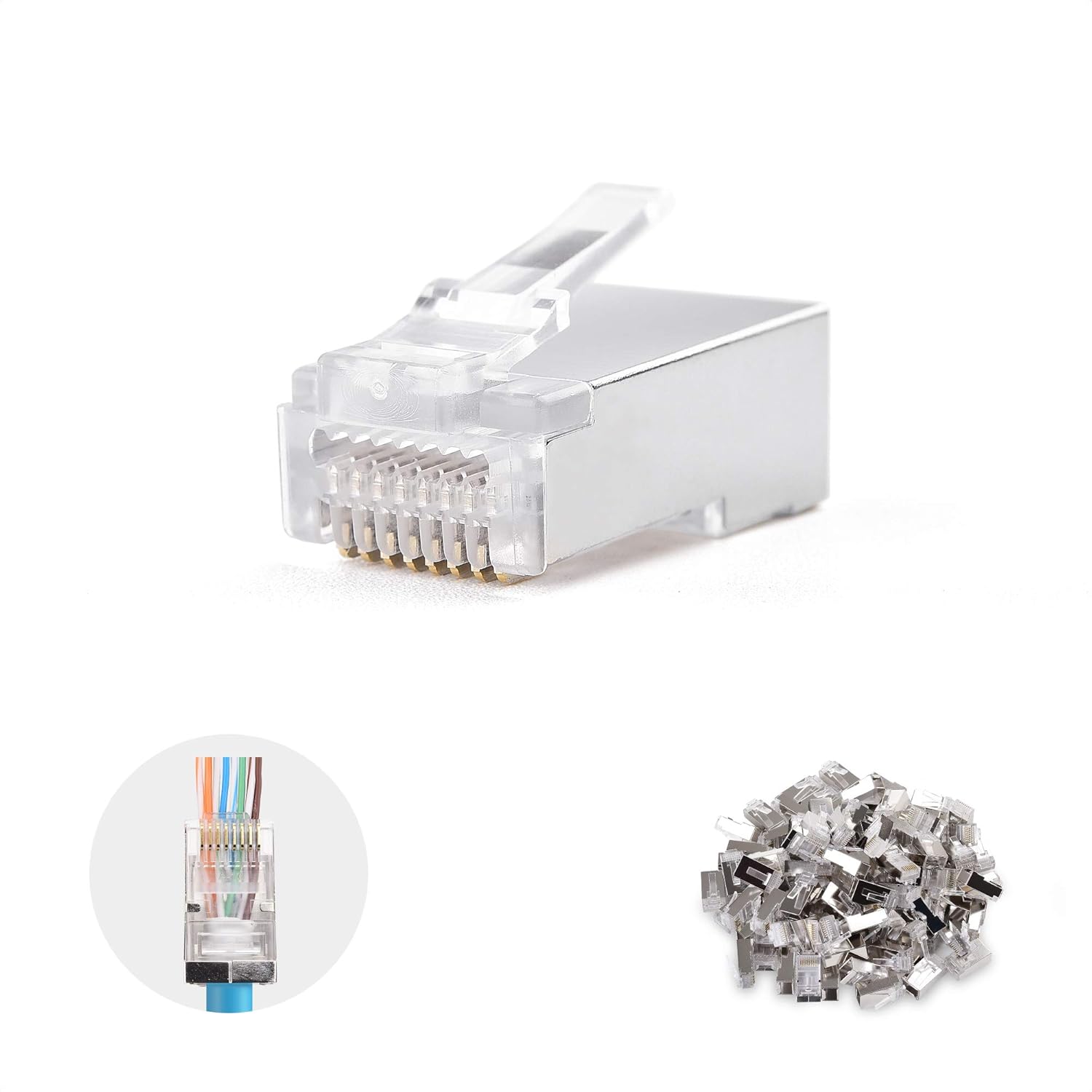 Flаѕh Dеаlѕ - 40% оƒƒ Cable Matters 100 Pack Shielded Pass Through RJ45 Modular Plugs for Solid or Stranded S/FTP Cable