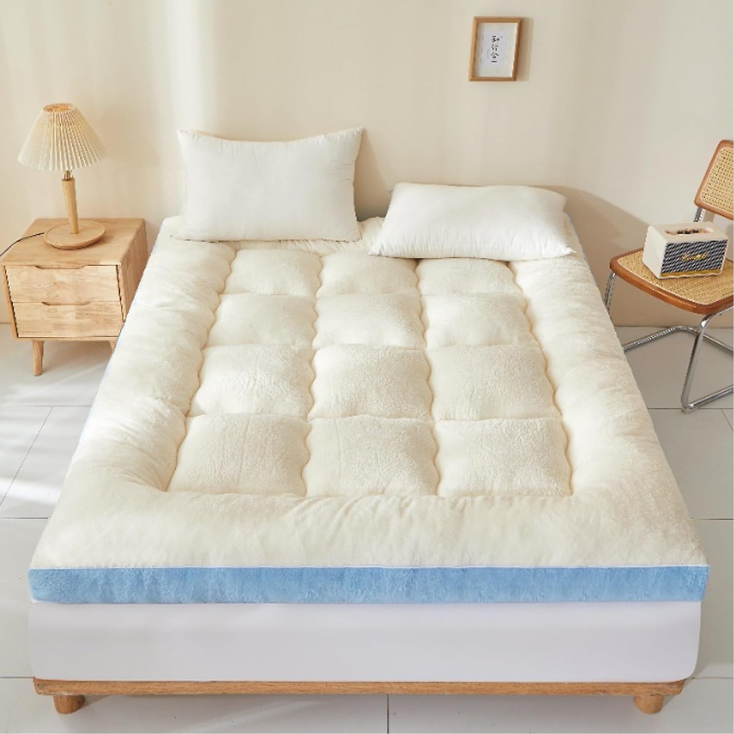 Floor Mattress Japanese Roll Up Futon Mattress Soft Thick Sleeping Pad Floor Mattresses,Japanese Floor Mattress, Foldable Mattress Thick Mat Save Space,for House Guest Camping Travel Couch