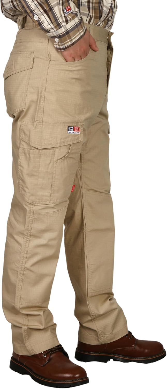 BOCOMAL FR Pants Cargo Pockets Lightweight 100% C Rip Stop Water Repellent Finish Flame Resistant Jeans Regular Fit - Image 3