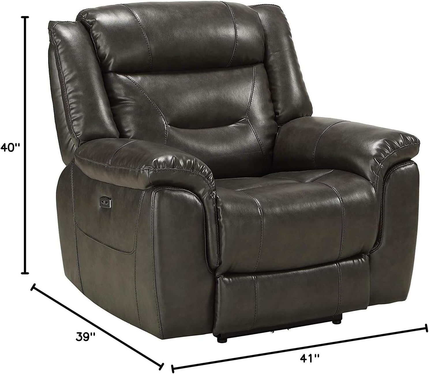 Acme Imogen Recliner (Power Motion) in Gray Leather-Aire
