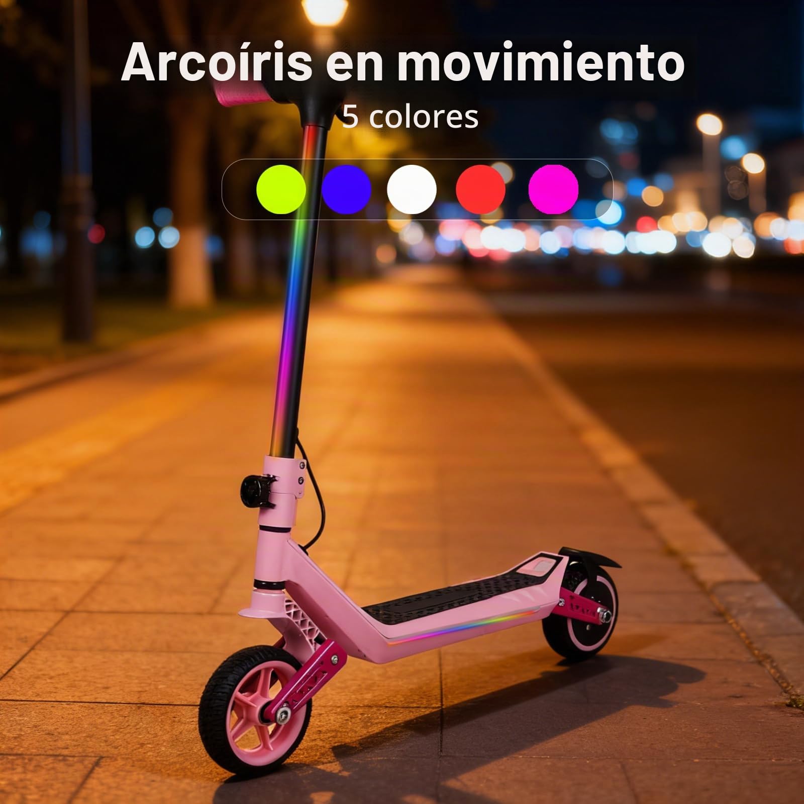 Patinete eléctrico Plegable para niños de 6 a 14 años, Patinete eléctrico Plegable y 3 Luces LED Ajustables, con Luces de Alcance máximo 15/7/6 KM 2/3 Modos (8-16 km/h)