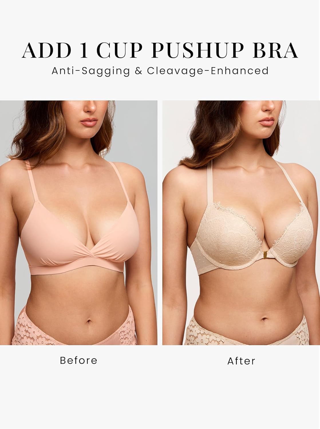 DOBREVA Women's Push Up Racerback Bra Front Closure Lace Halter Plunge Bras Padded Full Coverage Underwire - Image 4