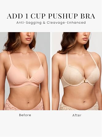 DOBREVA Women's Push Up Racerback Bra Front Closure Lace Halter Plunge Bras Padded Full Coverage Underwire