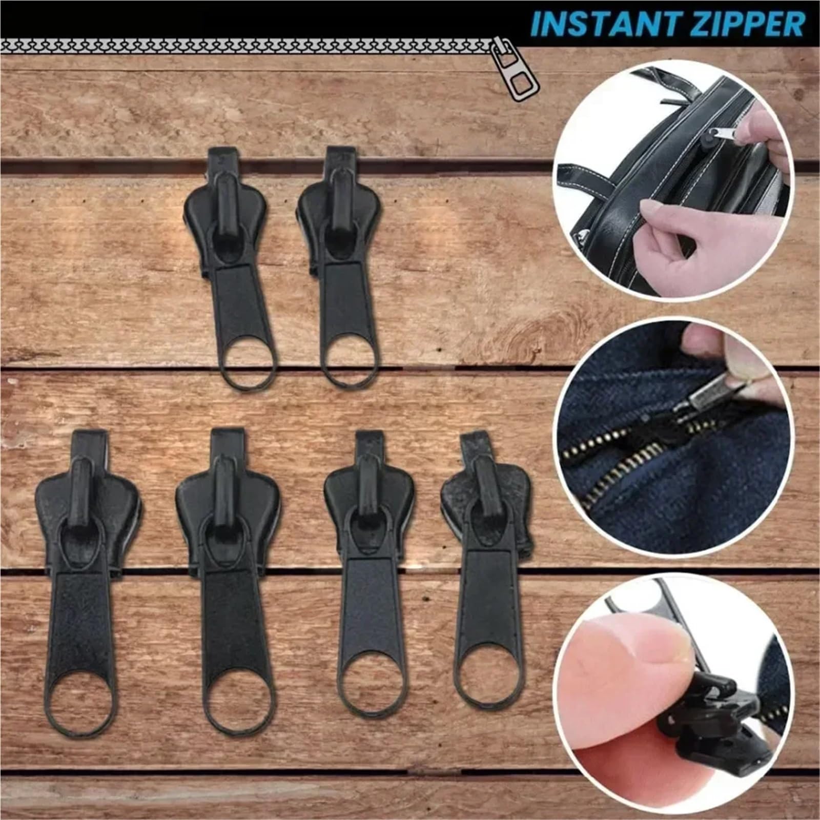 Juego de 240 tiradores de cremallera, kit de reparación universal, ajuste instantáneo, cierre de cremallera, diseño de dientes deslizantes, ropa de costura (negro, 240 piezas)