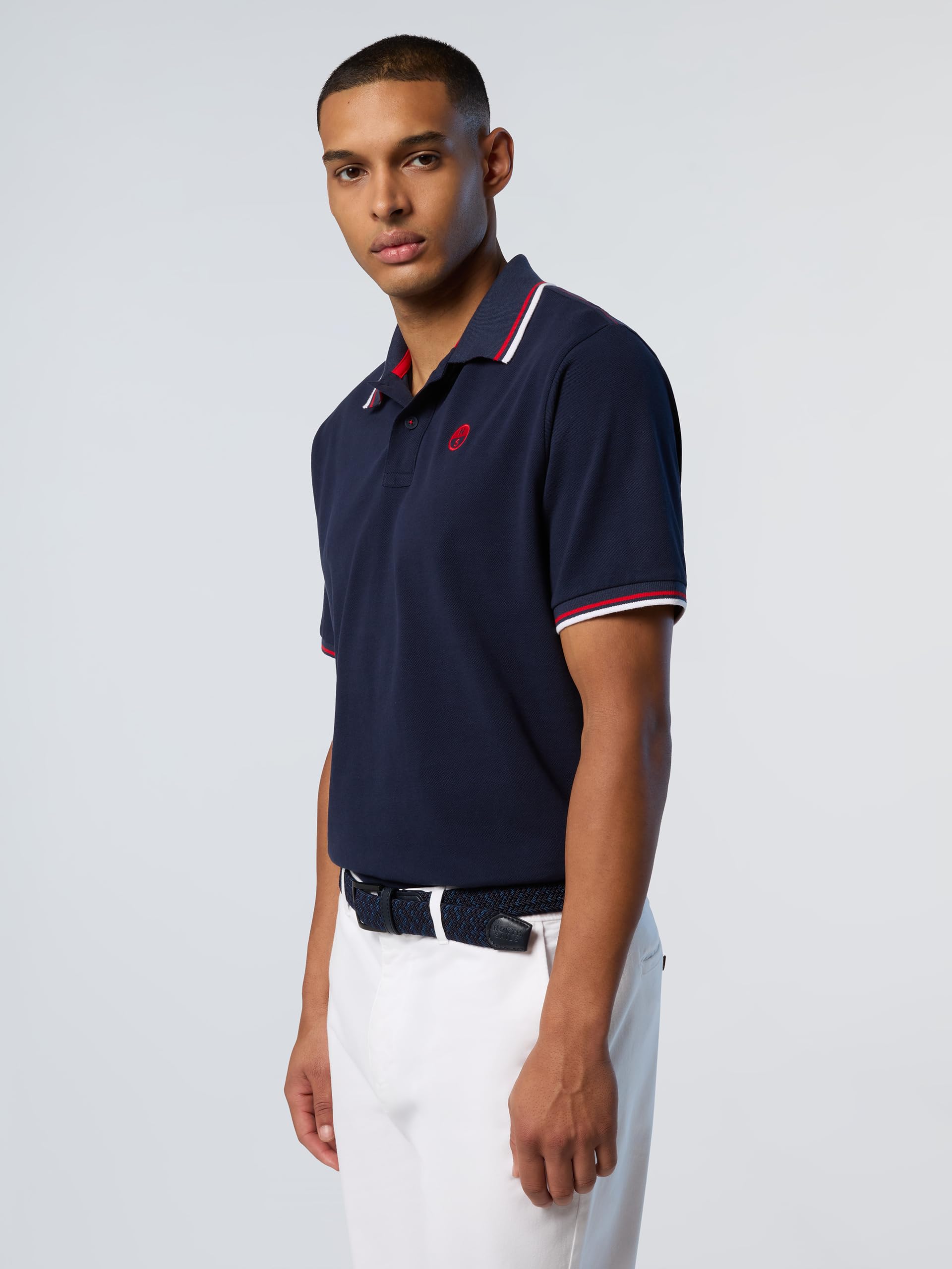 NORTH SAILS Polo Uomo in piqué di Cotone Organico con Dettagli a Righe