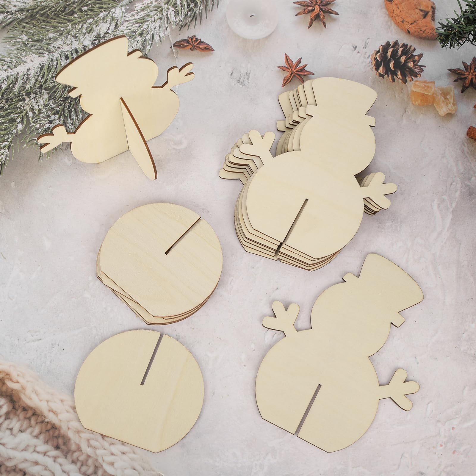 Kit De 10 Bonhommes De Neige En Bois à Peindre - Activités Manuelles Noël Enfants - DIY Déco Hiver - À Partir De 4 Ans - 7