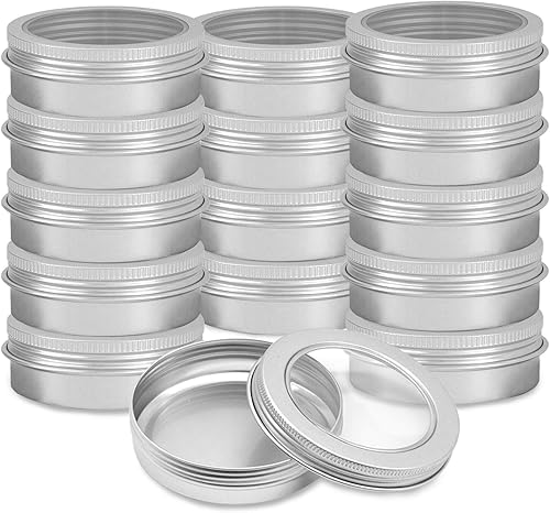 Lainrrew Paquete de 15 latas redondas de metal de 4 onzas, latas de aluminio pequeñas de metal para alimentos, recipientes de almacenamiento con