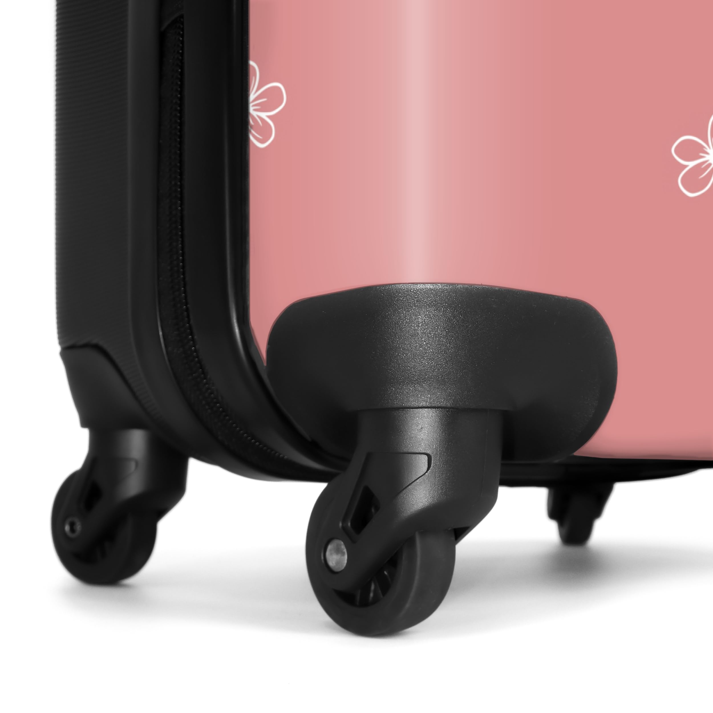 NoBoringSuitcases.com® Koffer Mittelgroß 67x43x25 cm Hartschalenkoffer L Trolley Rollkoffer 4 Rollen Leicht Hartschale 20kg Gepäck Rosa - Blumen