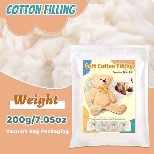 Miniatura 2 de ZXIIXZ Relleno de algodón de 0.44 libras, relleno de algodón natural para animales de ganchillo de peluche, relleno de fibra suave de primera