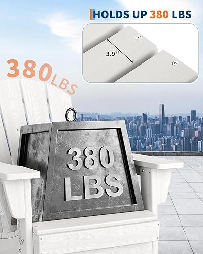 Miniatura 5 de Sillas Adirondack plegables, silla Adirondack plegable de capacidad de 380 libras, material de HDPE, textura de madera natural, sillas para hoguera