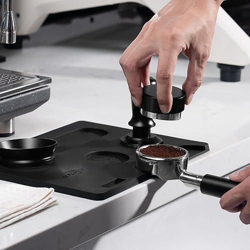 Miniatura 4 de IKAPE Juego de manipulación de café de 2.087 in, color negro, 6 en 1, expreso, distribuidor, embudo dosificador magnético, alfombrilla de silicona,