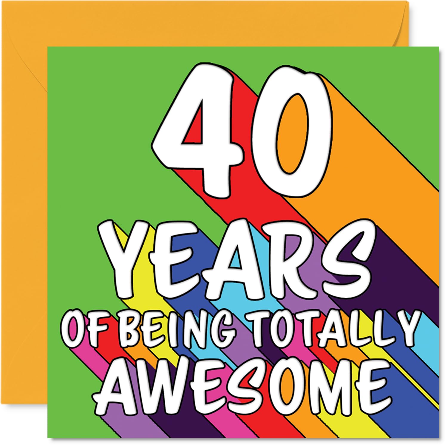 40th Birthday Cards for Women and Men, Rainbow Awesome