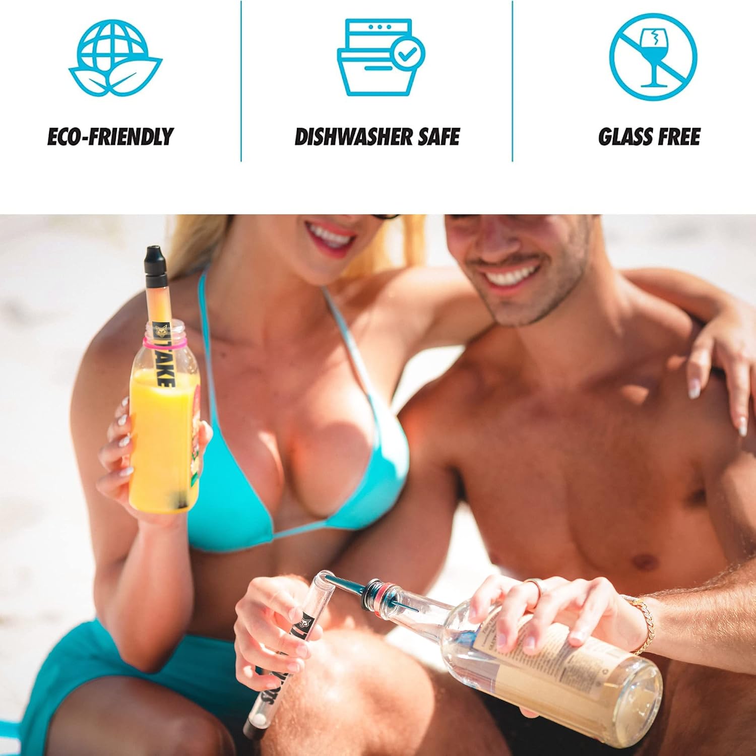 TakeShots Take - Shot Holder & Straw for Drinks & Chasers - Experience Shots On the Go - Fits All Standard Bottles, Glasses, & the Chase - 1oz (The Patriot)