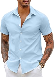 Camisa Hombre Manga Corta Ligero Formal Verano Camisas Vestir Trabajo para Hombre Adultos Top Básica con Botones Casual Shirts