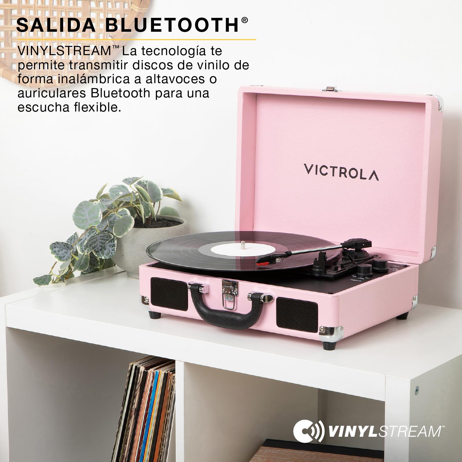 Victrola Journey II (Modelo 2025) – Tocadiscos Bluetooth portátil Tipo Maleta con Altavoces estéreo Integrados y Sonido Potente, 3 velocidades, conectividad Bluetooth bidireccional (Rosa)
