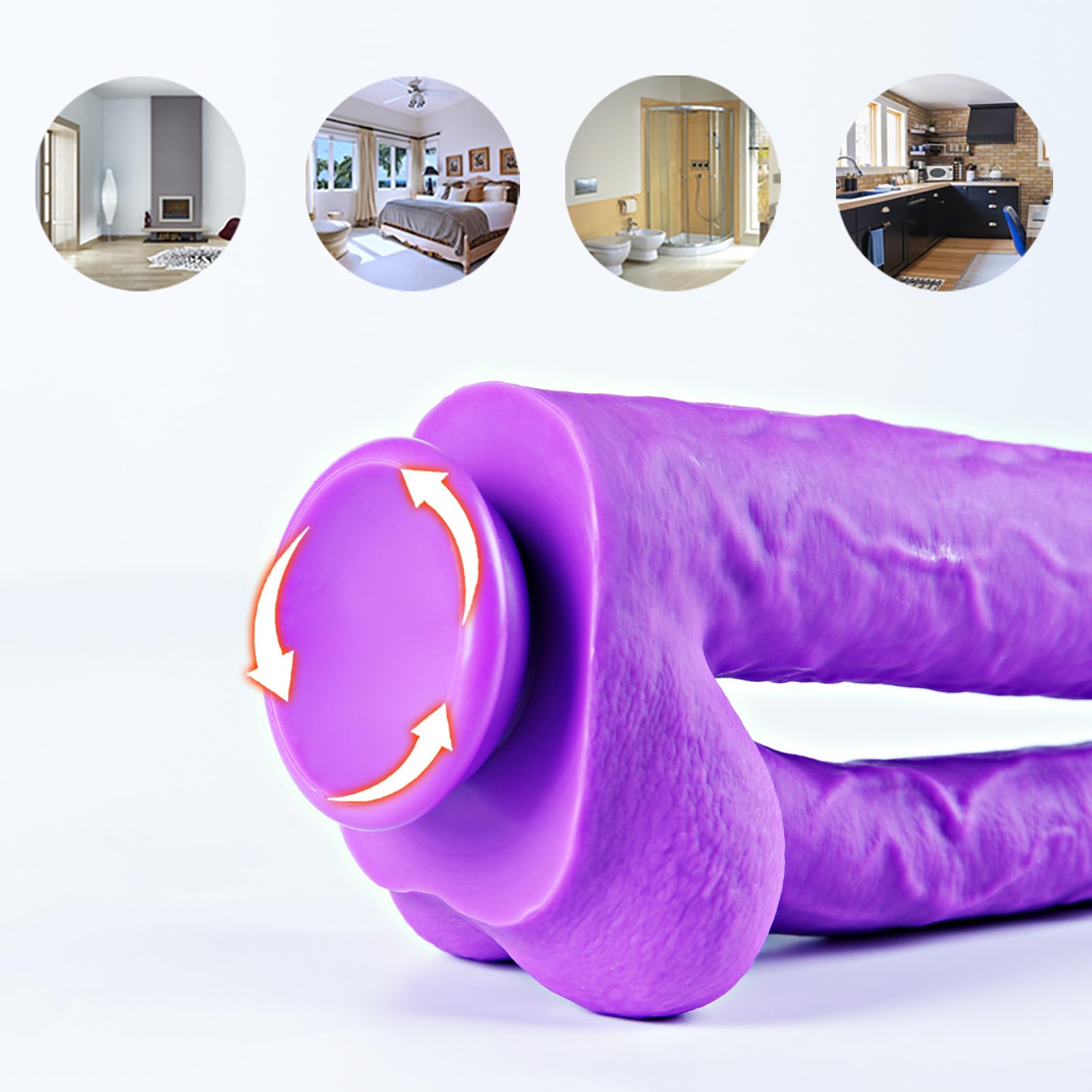 Fallo gigante realistico a doppia testa - Fallo in silicone da 26 cm, grande ventosa, stimolazione anale grossolana del punto G, grande plug vaginale e anale XXL, adatto per donne e giocattoli lesbici