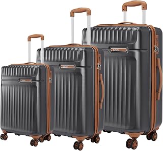 Safari Runner Set of Small, Medium and Large 8 Wheels 55, 66 and 77cm Hard Case Polycarbonate 360 Degree Wheeling System, Trolley Bags for Travel, Suitcase for Travel, Gun Metal