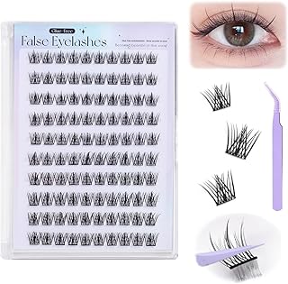 QIQVERT 100Pcs Self Adhesive Eyelashes False Eyelash Clusters Eye Lashes for Women False Eyelashes Self Stick Cluster Lash...