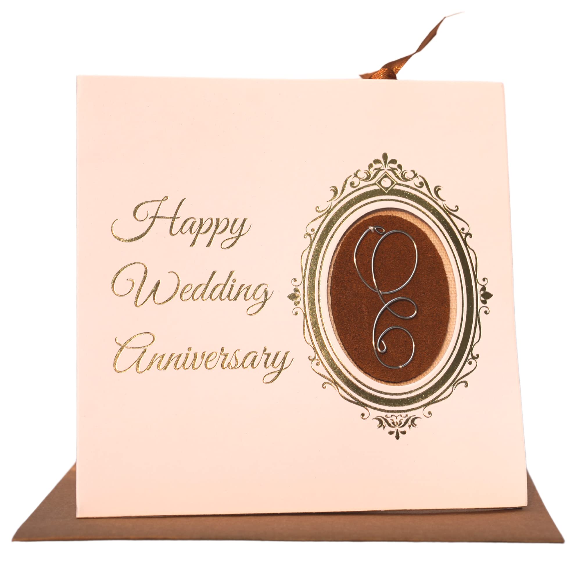 6th Wedding Anniversary Card and keepsake bookmark 2in1, handmade unique card for wife, husband, couple (6th)