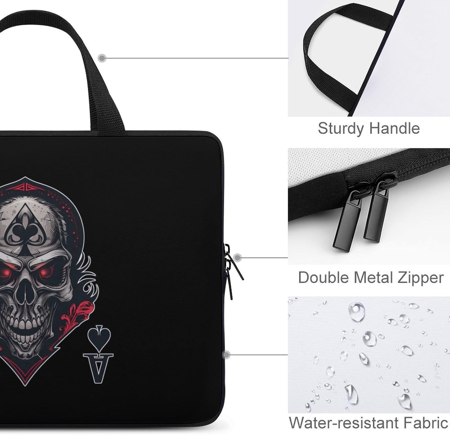 Poker Aces of Spades Laptop Bag Print Computer Sleeve Case Protector Briefcase Totes for Women Men