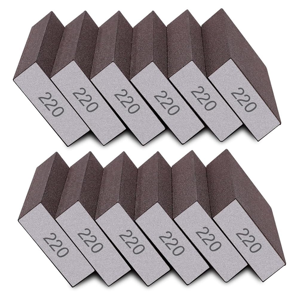 Pomoflexi 12Pcs Sanding Sponge 220 Grit Fine Sanding Blocks for Drywall Metal Wood Washable and Reusable