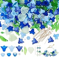 NBEADS 417pcs Acrylic Flower Leaf Beads Kit with Glass Beads & Brass Pins - Jewelry Making Supplies for Earrings Bracelets