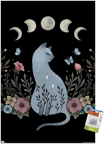 Trends International Dibujo episódico - Póster de pared de gato en la colina, 22.37 x 34.00 pulgadas, paquete de póster premium y alfiler