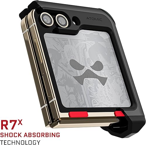 Miniatura 4 de Ghostek ATOMIC - Funda delgada para Galaxy Z Flip5 transparente con parachoques de metal de aluminio negro de primera calidad, resistente,