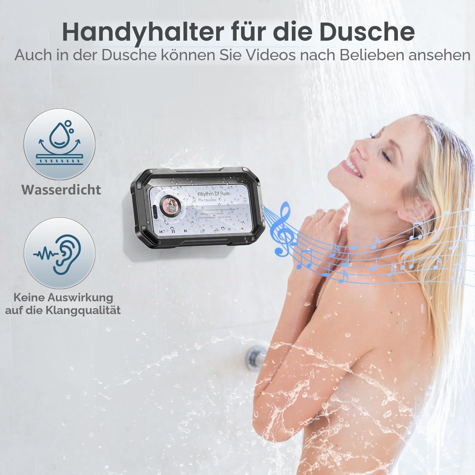KDD Handyhalterung Dusche, Wasserdichter Handy Halter 360° Drehbar, Verstellbare Duschehalterung für Bad & Küche, Beschlagfreie Wandhalterung für 4-6.7“ Smartphone