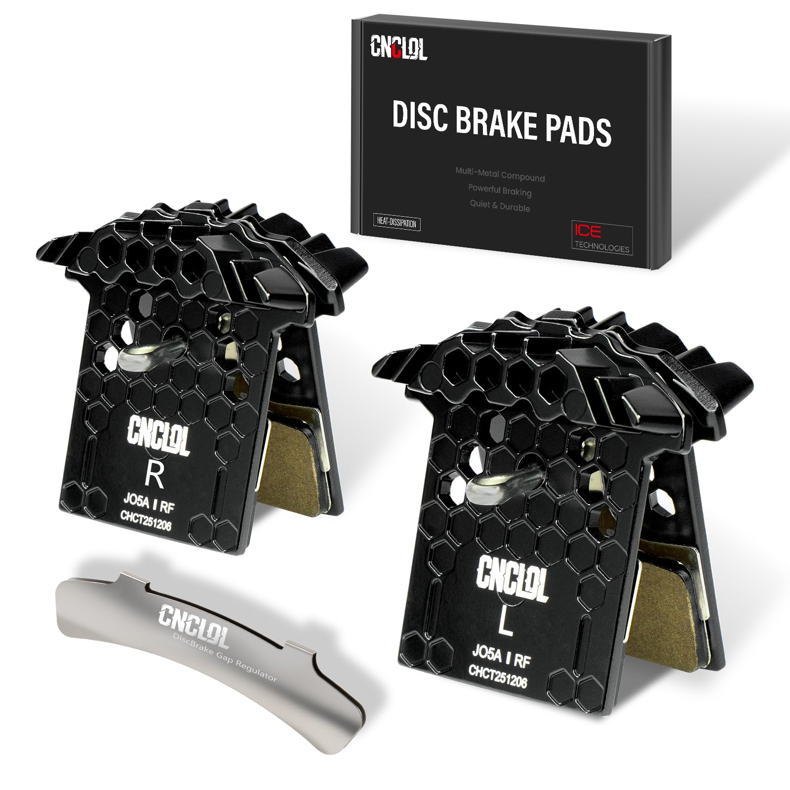 CNCLOL J05A-RF Semi-Metallic Disc Brake Pads with Cooling Fin, Replacement for Shimano J05A G04S J02A J03A J04C, Compatible with XTR XT SLX Deore CUES 2-Piston Calipers