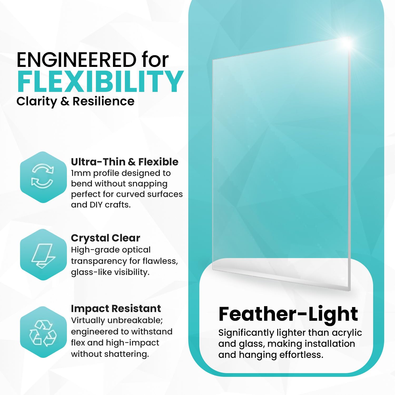 Flexible PET Plexiglass Sheets - 10 Pack -2