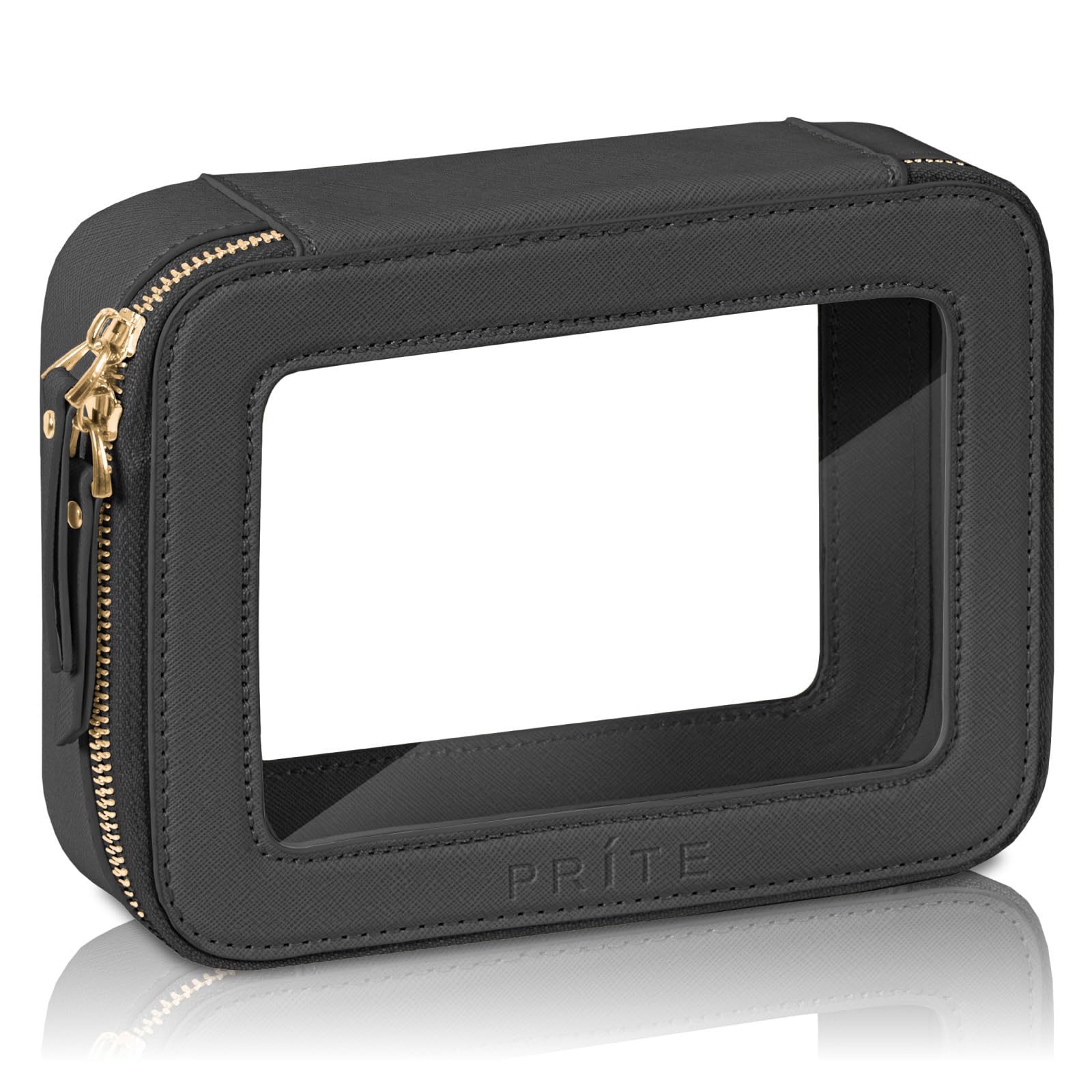 Prite Clear Makeup Bag with Gift Box Waterproof Cosmetic Case Travel Toiletry Bag Car Essentials with Double Zippers (Black)Global Recycled StandardGlobal Recycled StandardGlobal Recycled Standard