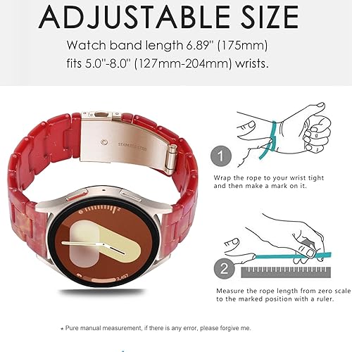Vista 186 de Correas compatibles con Samsung Galaxy Watch 7 / FE / 6/6 Classic / 5/5 Pro / 4/4 Classic / 3 de 1.614 in / Huawei GT3 de 1.654 pulgadas, 0.787