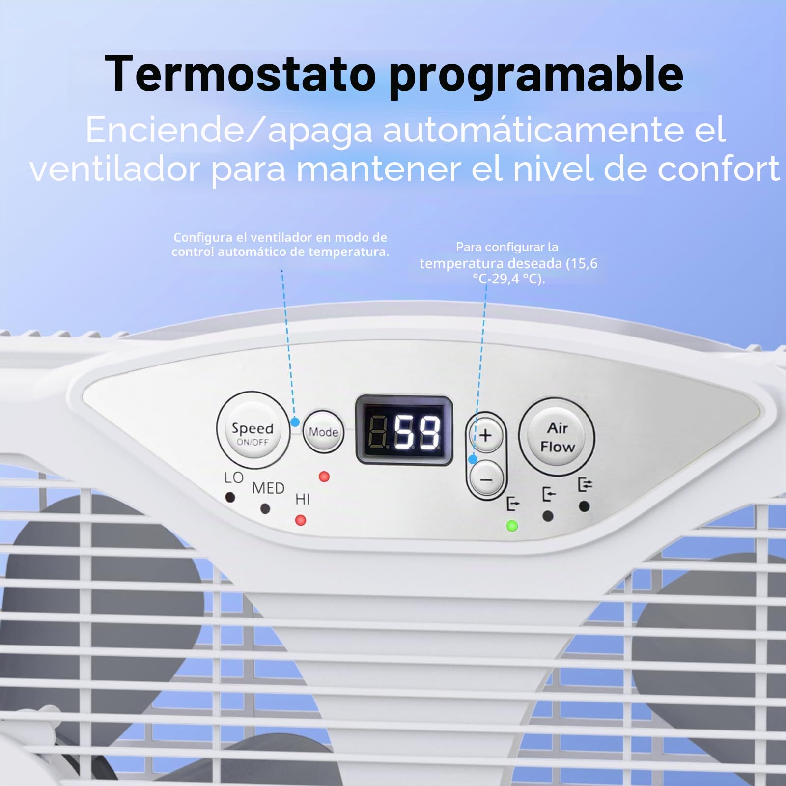shinic Ventilador de ventana doble con control remoto, cuchillas de 9 pulgadas, flujo de aire reversible, control de termostato, 3 velocidades, 3 funciones, ancho expandible de 23.8 a 37 pulgadas,