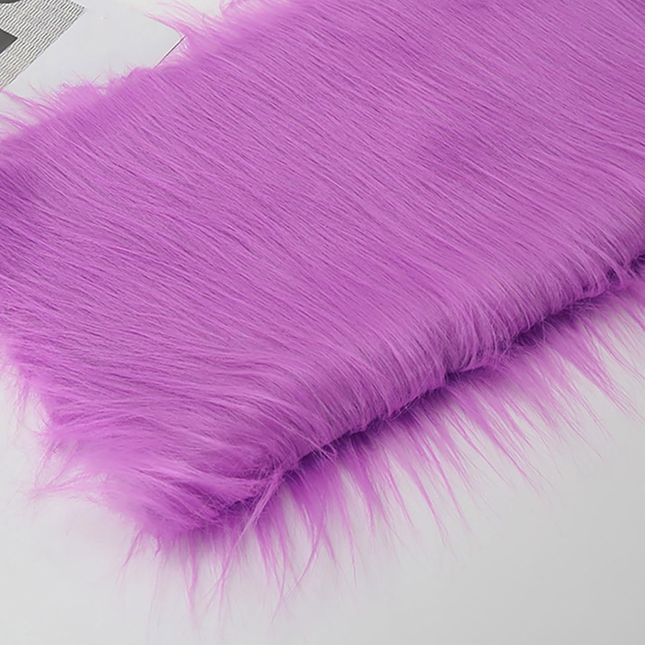 Long Pile 12cm Faux Fur Fabric Fluffy Furry Plush Material for Gnomes Beard Santa Claus Hair Christmas Decoration Dwarf Cosplay Costume DIY Craft 50 Colors(Size:180x50cm,Color:Light Purple)