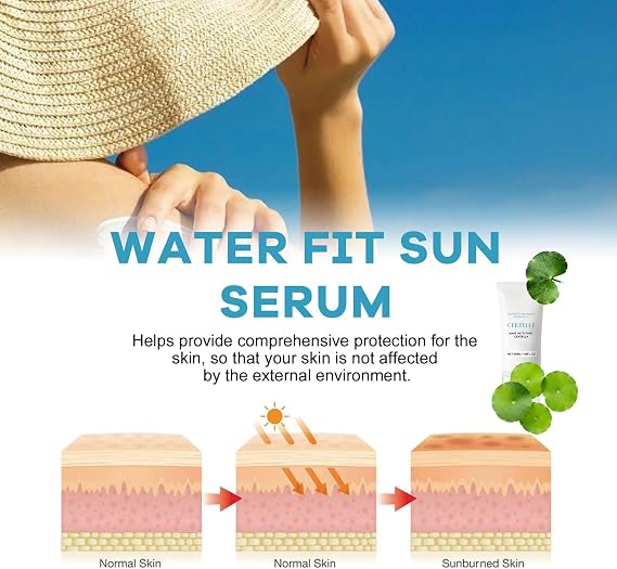Centella Sunscreen SPF 50 PA+++, Water-Fit Hydrating Sun Serum for Face, Lightweight Non-Greasy Daily Sunscreen, Moisturizing UV Protection for All Skin Types, Soothing Korean Sun Lotion 50ml*2
