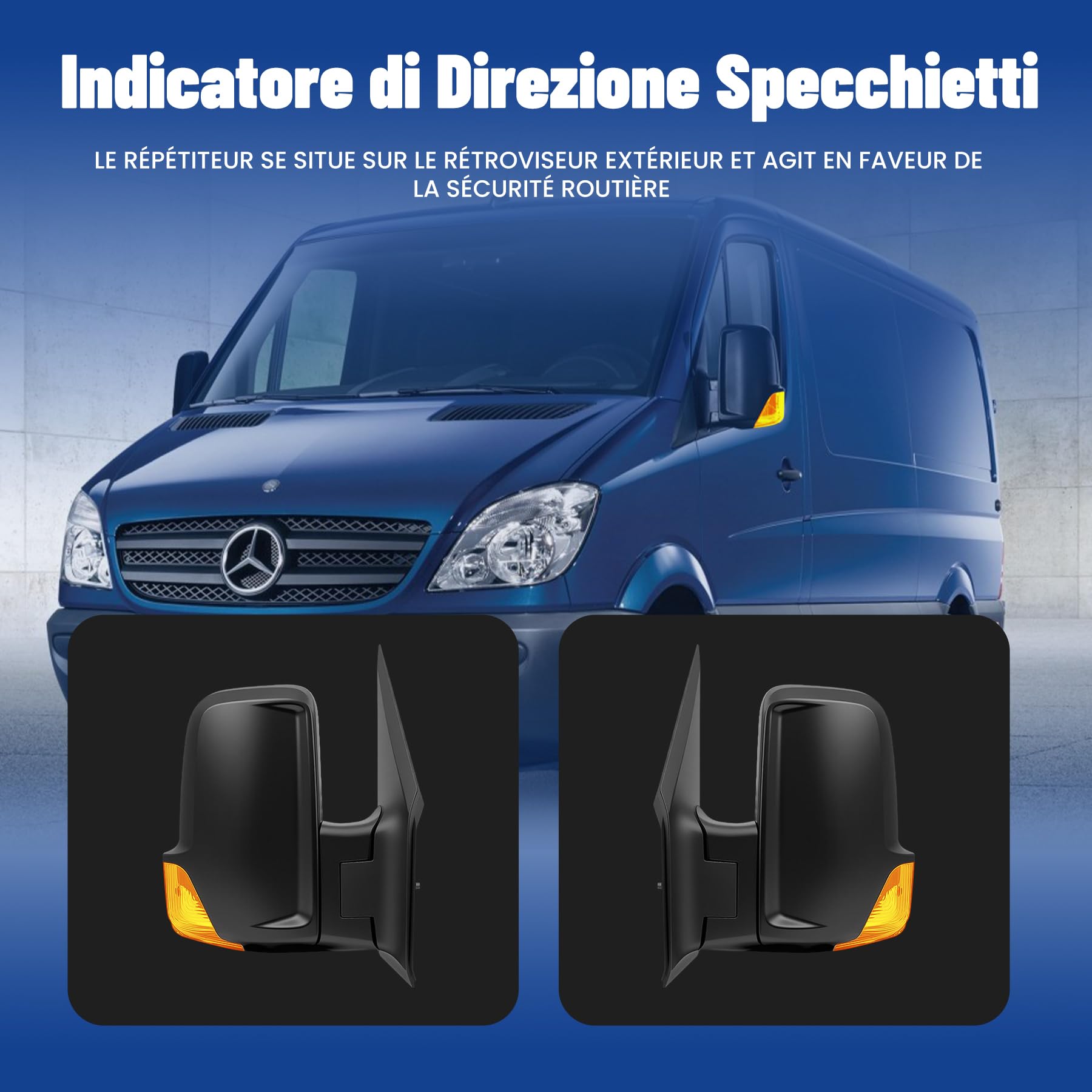 Specchietto Retrovisore Esterno Elettrico per Mercedes Sprinter 906 anno 2006-2020, Sinistro SX Lato Conducente,E-Mark E9