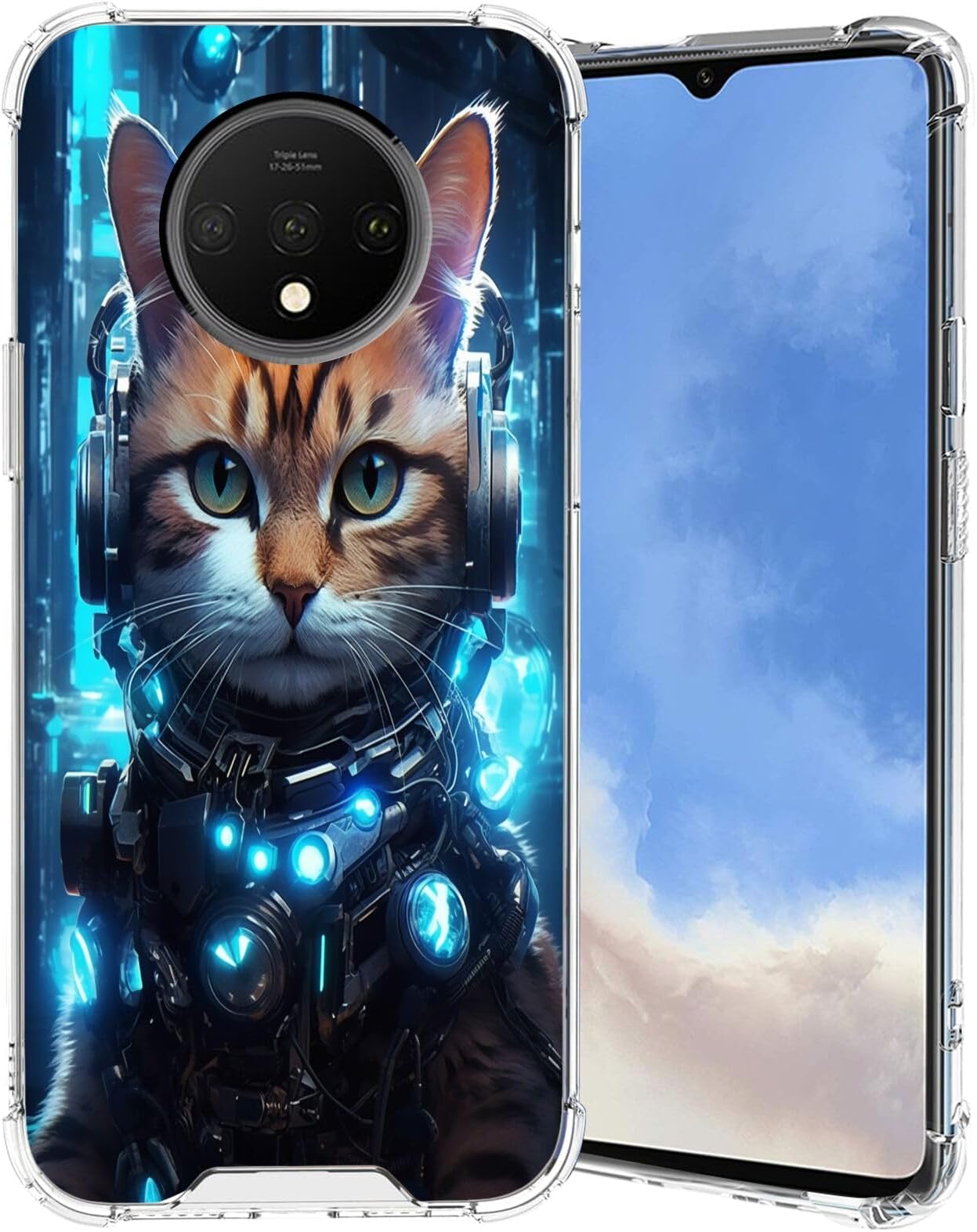 Transparent Case for OnePlus 7T Cat Print-aa160 Phone Cover Clear Silicone Protective Case for OnePlus 7T Shock-Proof Four Corners Reinforced