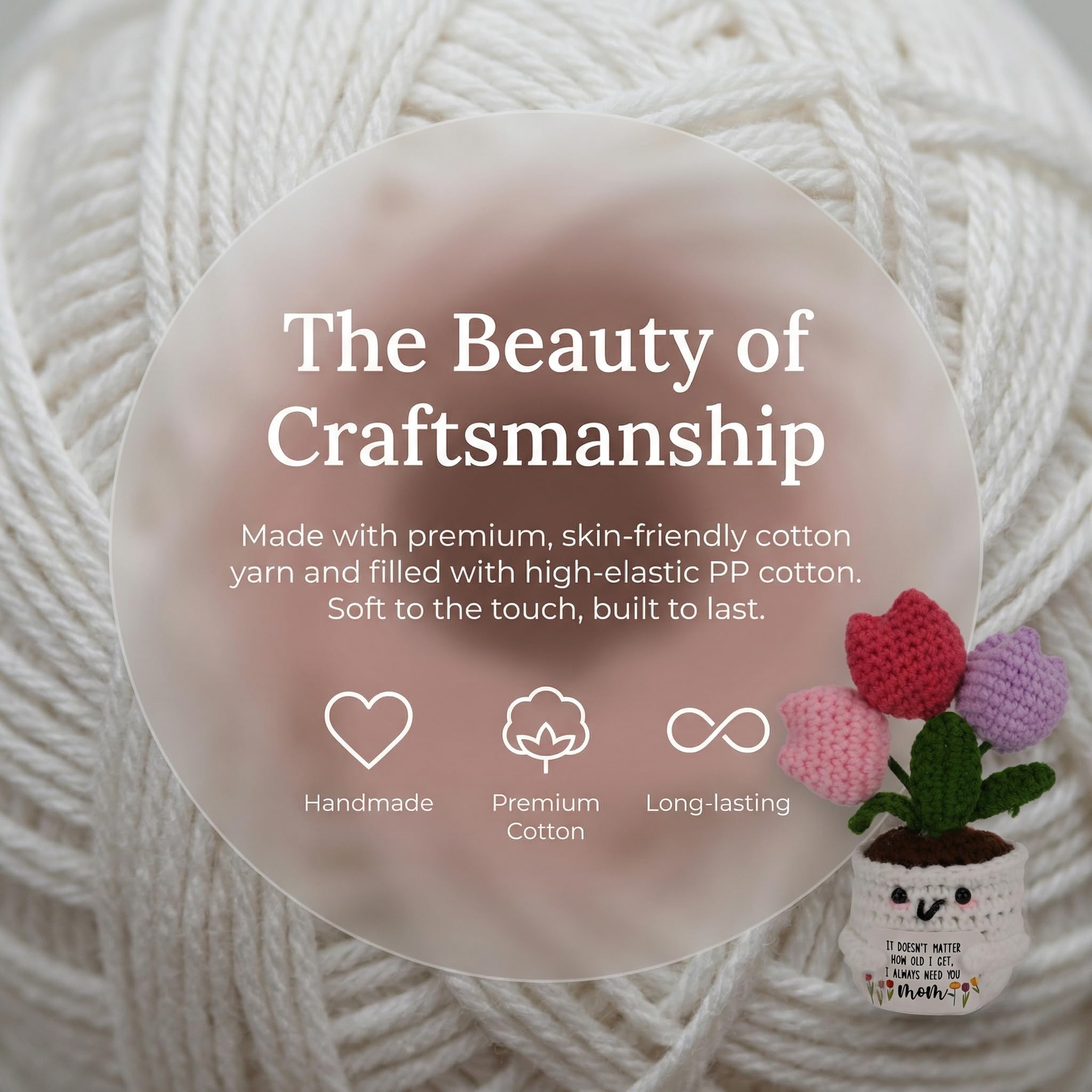 Best Gifts For Mom, Mothers Day Gifts From Daughter Son, Positive Handmade Crochet Tulip Flower, Mother's Day Gift Ideas, Emotional Support,Birthday Presents,Stocking Stuffers,Christmas Gifts For Mom - 4